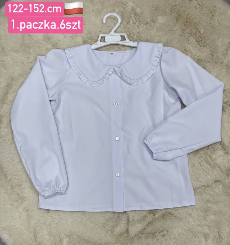 Koszule dziewczęca Roz 122-152, 1 kolor Paczka 6 szt
